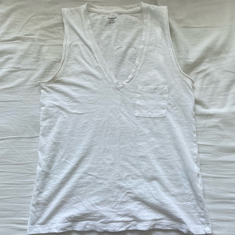 Madewell White V-Neck Whisper Tank